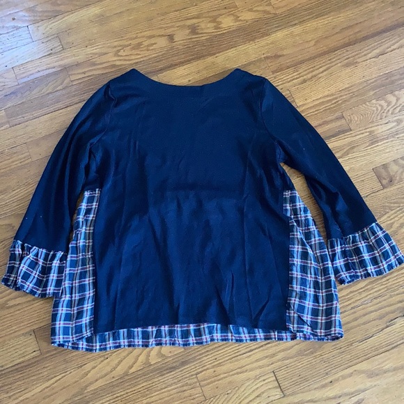 LOFT plaid mixed media top - Picture 3 of 12